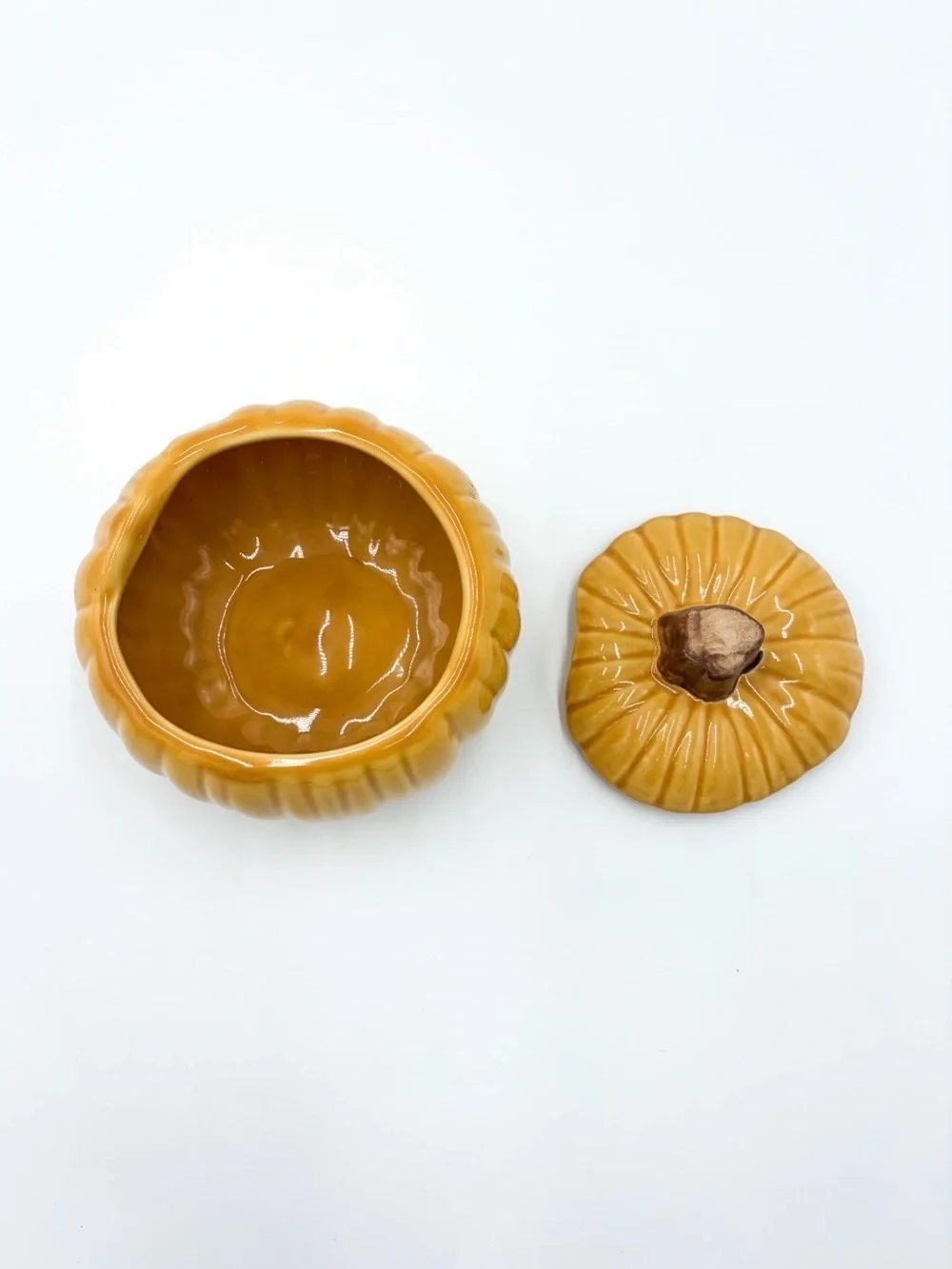 Williams Sonoma Yellow Ceramic Pumpkin Bowl - Jar with Lid